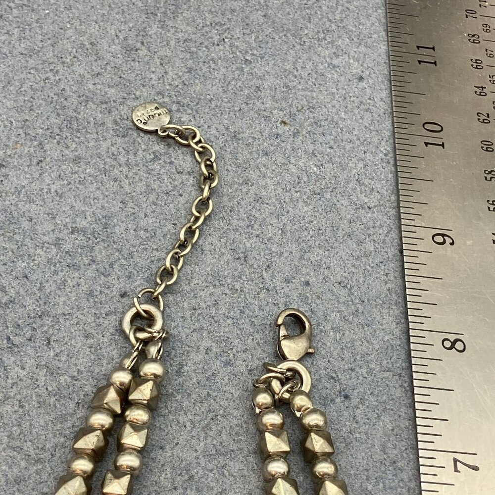 Moon C Paris Necklace Silver Dual Strand Geometric Beads Adjustable Chain BoHo - Picture 4 of 8